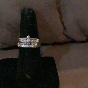 14k natural diamond engagement/wedding ring set